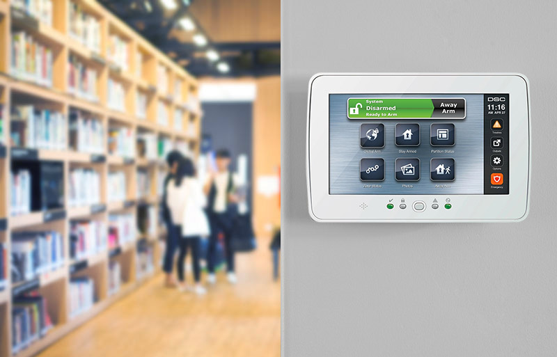Gates Security - Alarm Pad on school wall